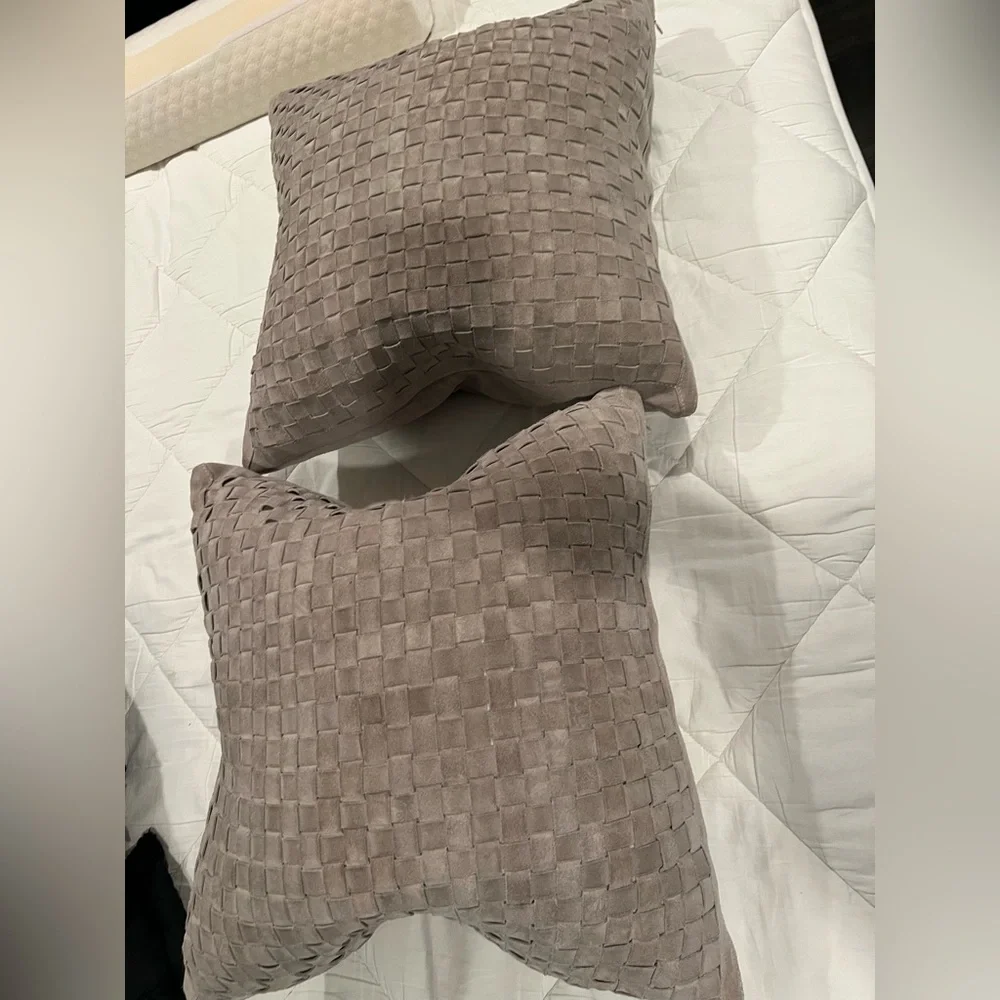 COPY - Restoration hardware suede woven pillow